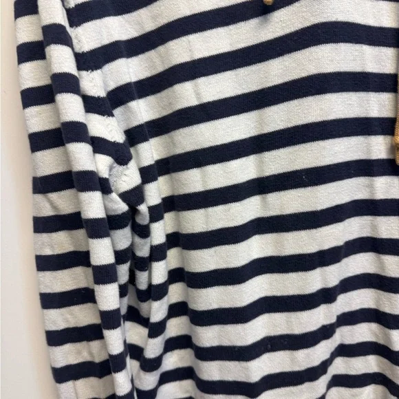 Navy and White Striped Men's‎ Hoodie - Picture 3 of 8